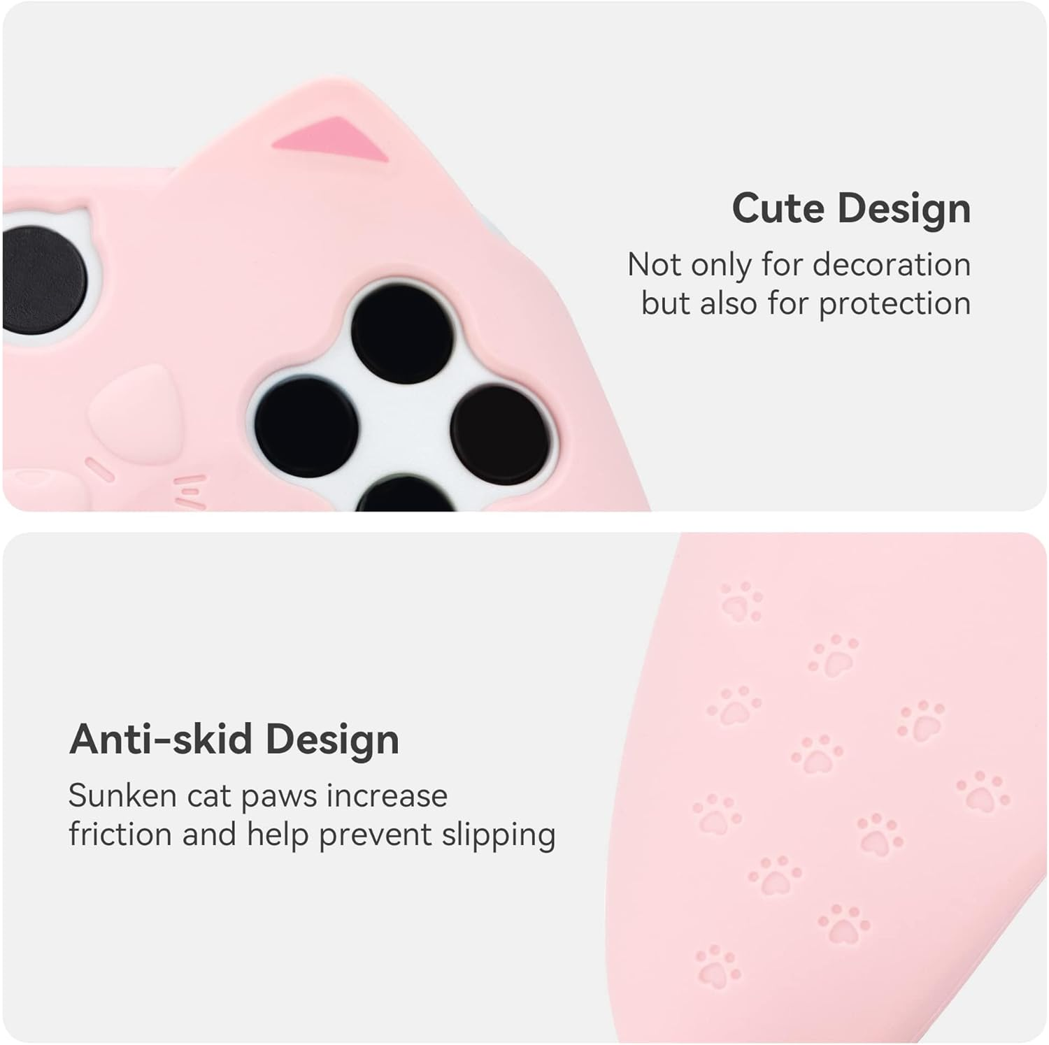 Geekshare Cat Paw Controller Skin Grips Set Anti-Slip Silicone Protective Cover Skin Case Compatible with Xbox Series X Controller with 2 Thumb Grip Caps and 1 Sticker (Pink) image number 6