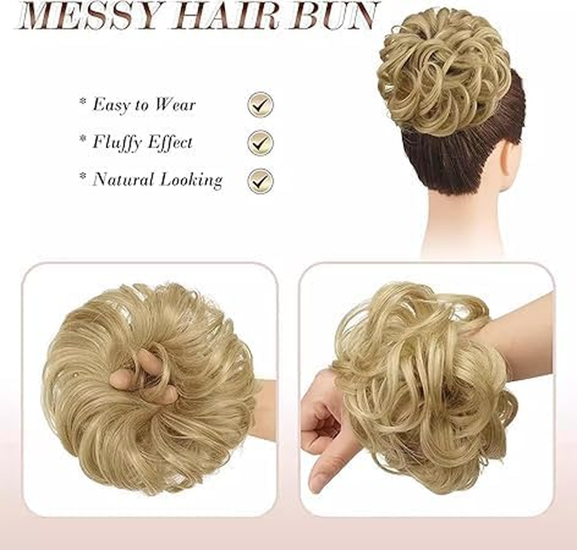 Messy Hair Large Hair Bun Scrunchies Extensions Synthetic Hair for Women (Grey, 1Pack) image number 3