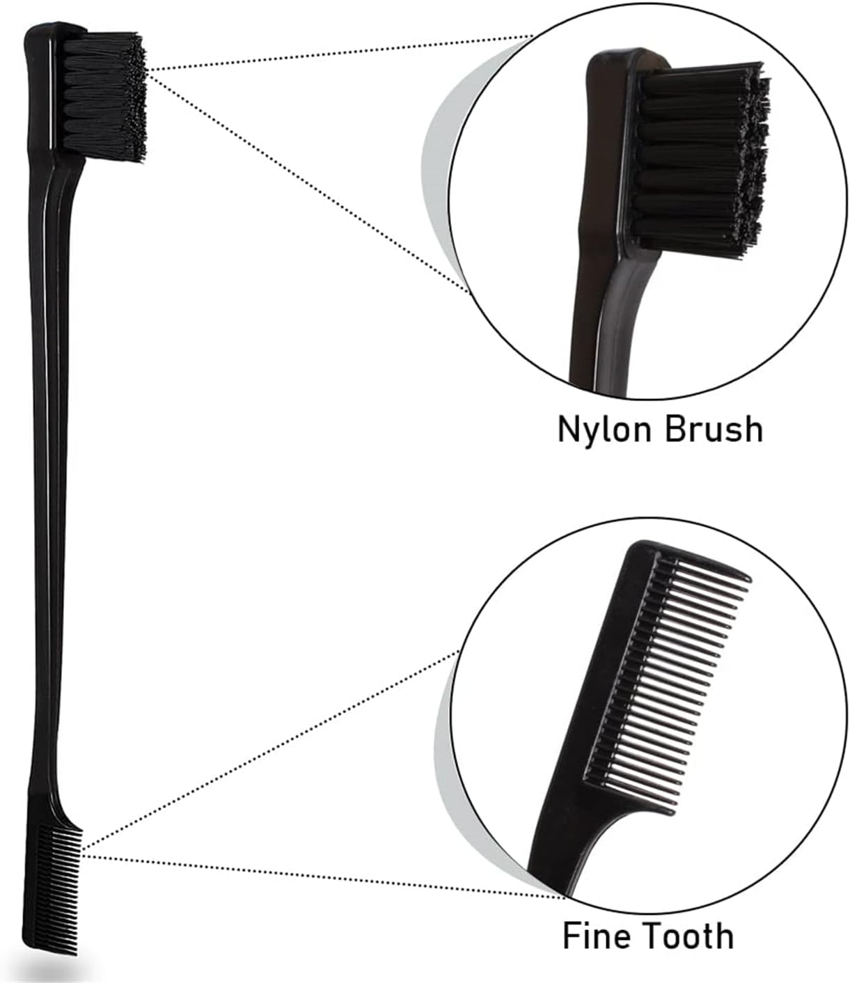 Comb Set, Black Comb,3 Pcs. Slick Back Hair Brush,Slick Back Brush with Edge Brush, Styling Comb for Kids for Middle Part，Rat Tail Comb, Teasing Brush Set for Smoothing Brush Baby Hair image number 5