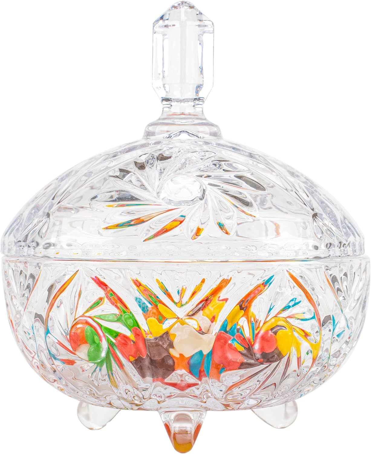 Large Glass Sweet Bowl with Lid, 800ML, Sweet Jars for Candy Buffet, Crystal Sugar Dish Decorative, Biscuit Storage Container for Chocolate, Cookie, Beans, Nuts, Jewelry Box, Apothecary, Christmas image number 2