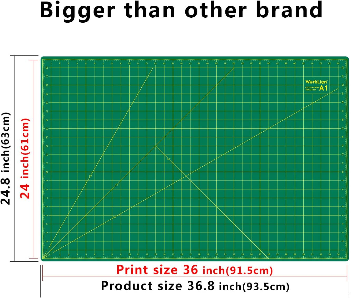 WORKLION Large Self Healing PVC Cutting Mat, Double Sided, Gridded Rotary Cutting Board for Craft, Fabric, Quilting, Sewing, Scrapbooking - Art Project (36&lsquo;&rsquo;L X 24&lsquo;&rsquo;W) image number 1