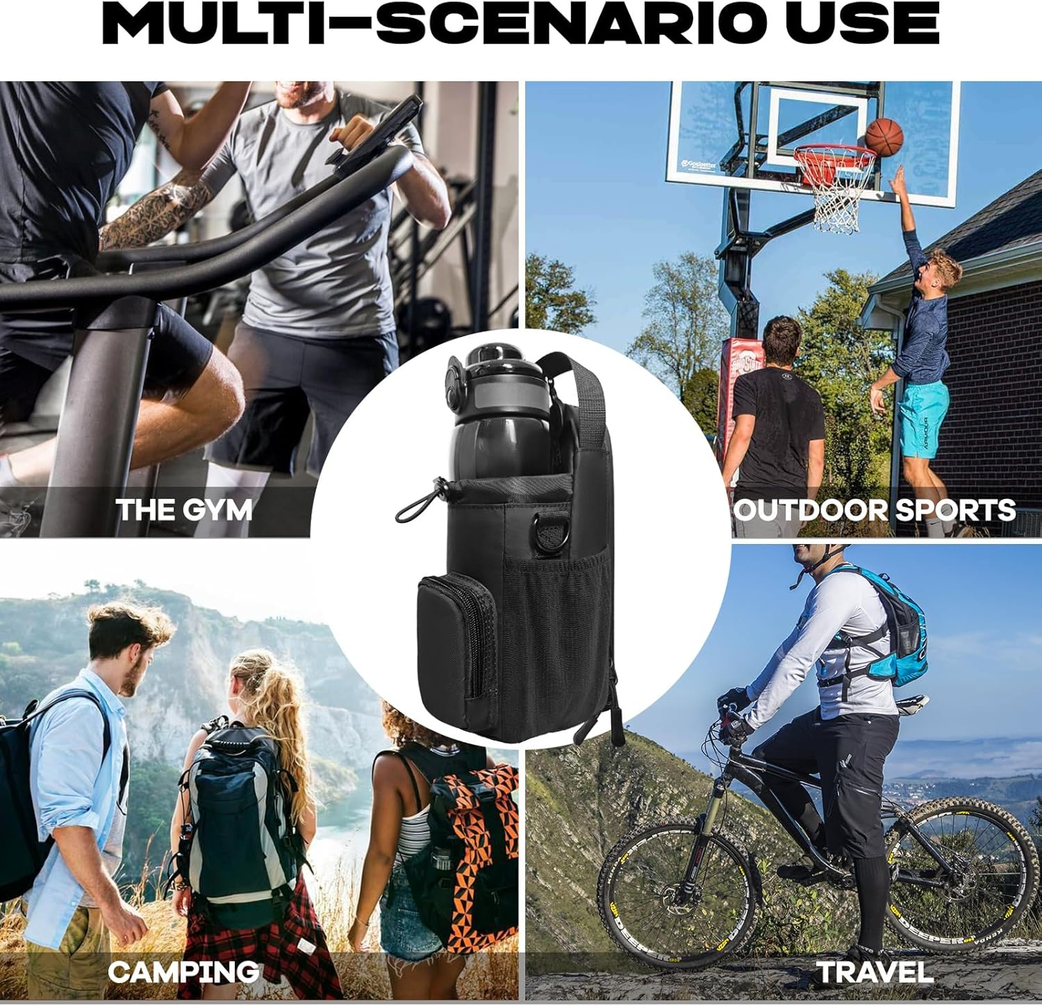 Magnetic Gym Bag for Men and Women, Magnetic Water Bottle Holder for Gym, Small Gym Bag, Gym Gifts for Women and Men, Black, Movement image number 3