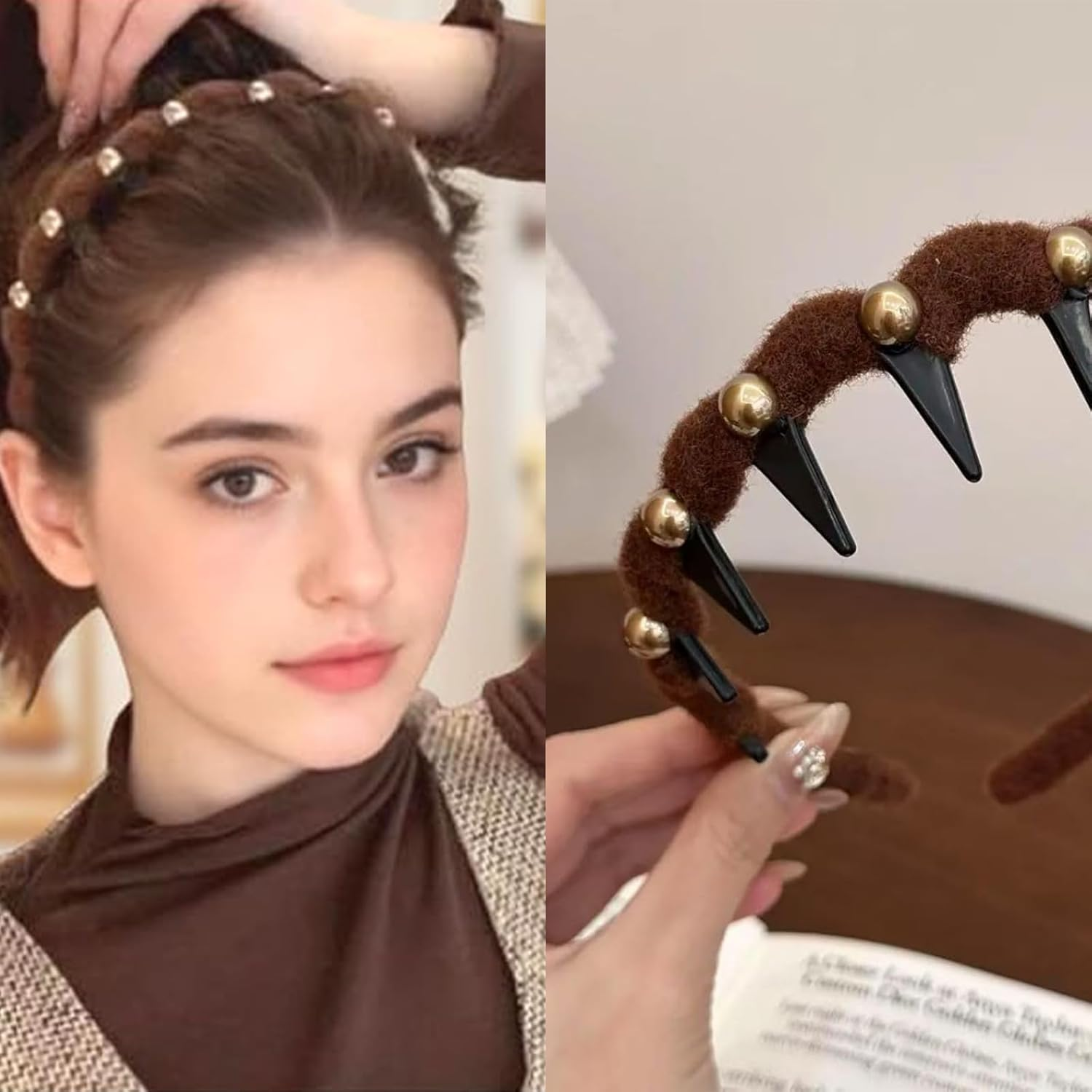 Pack of 3 Vintage High Cranium Artificial Pearl Hairband, Women'S Headbands, Pearl Headband, Elegant Hair Band for Weddings, Parties and Daily Use, Comfortable and Stylish Design image number 2