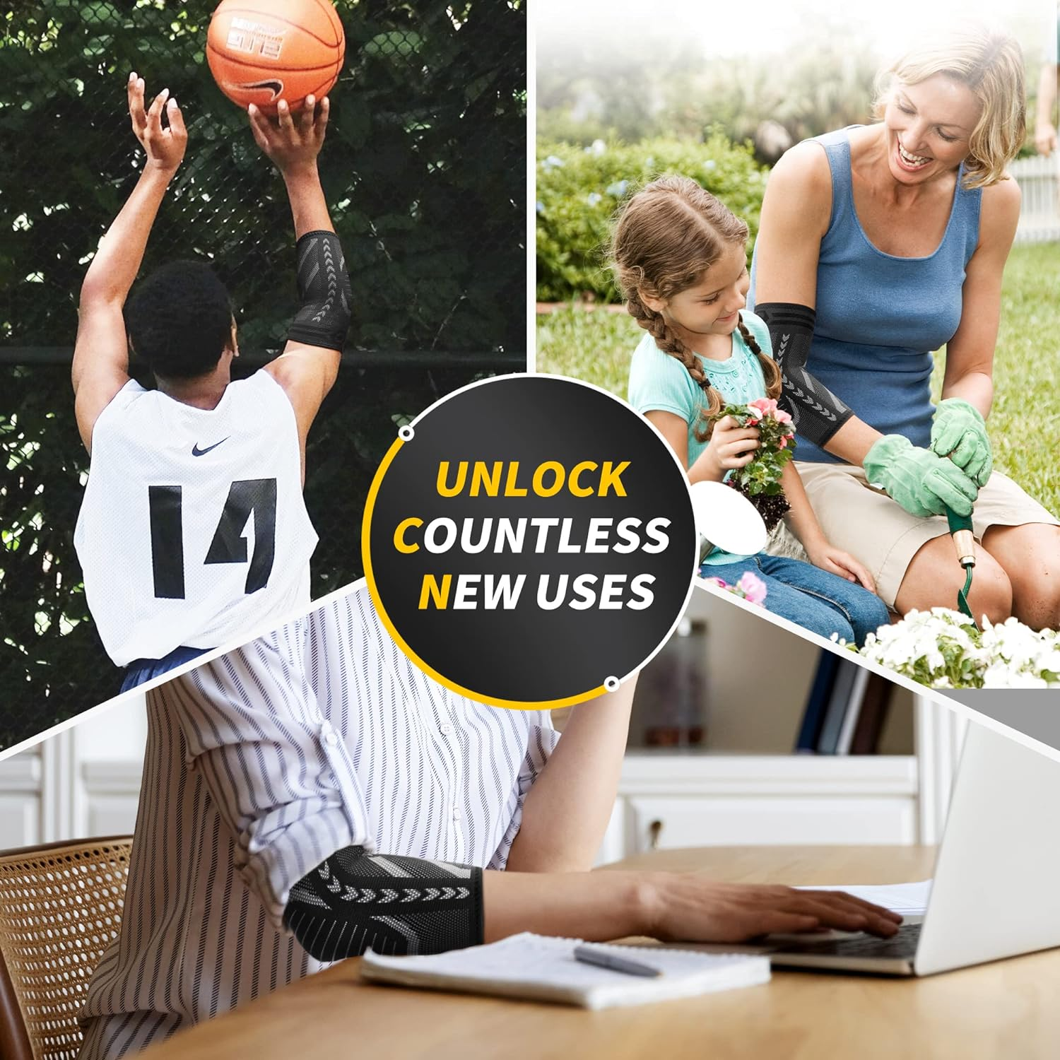 CAMBIVO Tennis Elbow Brace for Tendonitis and Tennis Elbow, Golfers Elbow, 2 Pack Arm Compression Sleeves for Women and Men, B&iacute;ceps Support Sleeve for Weightlifting, Basketball and Workout (Grey, L) image number 2