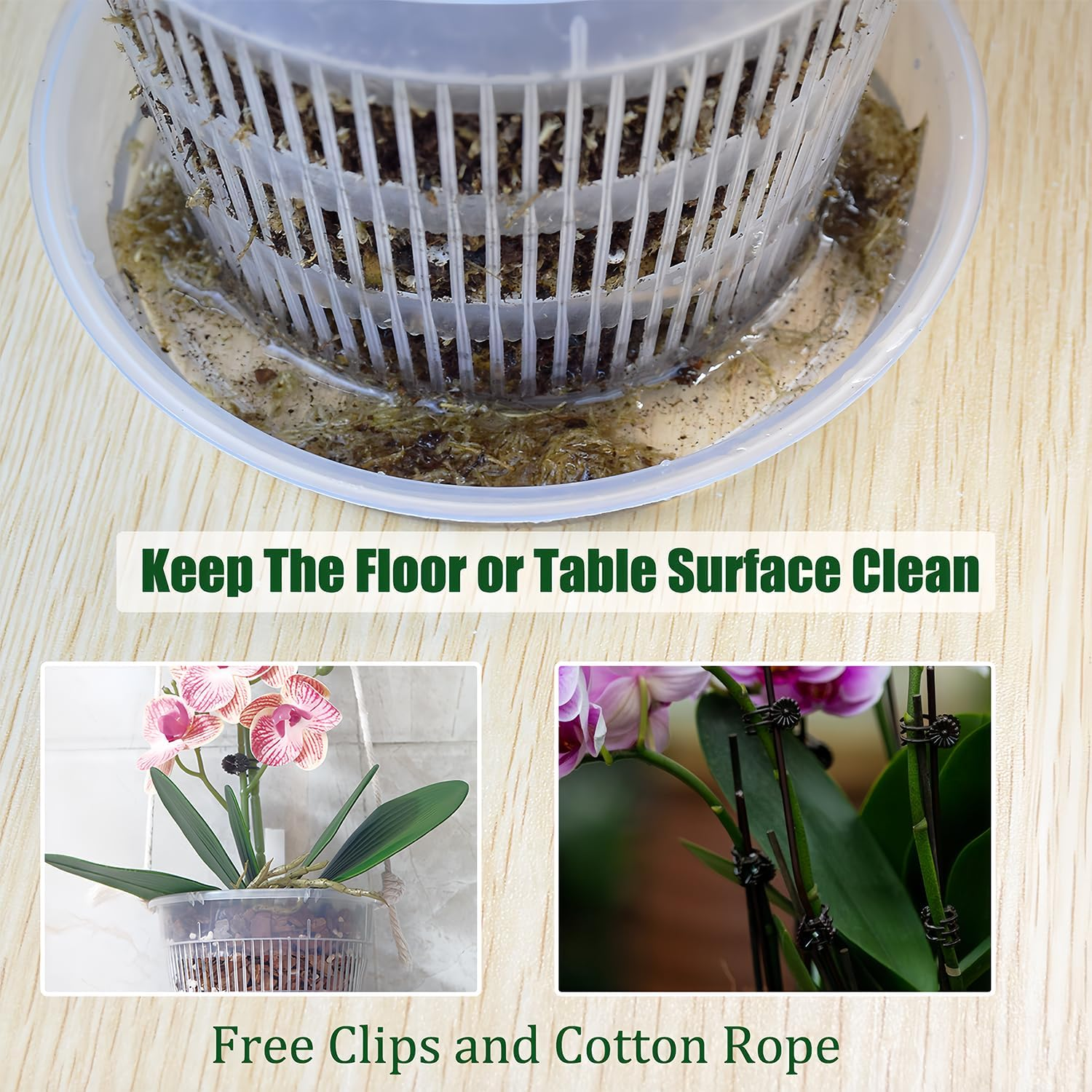 12 Pack Orchid Pot with Saucers, 4 Each of 4.5In, 5.5In and 6.3In Orchid Pots for Repotting, Clear Orchid Pots with Holes, Plastic Flower Plant Pot image number 2