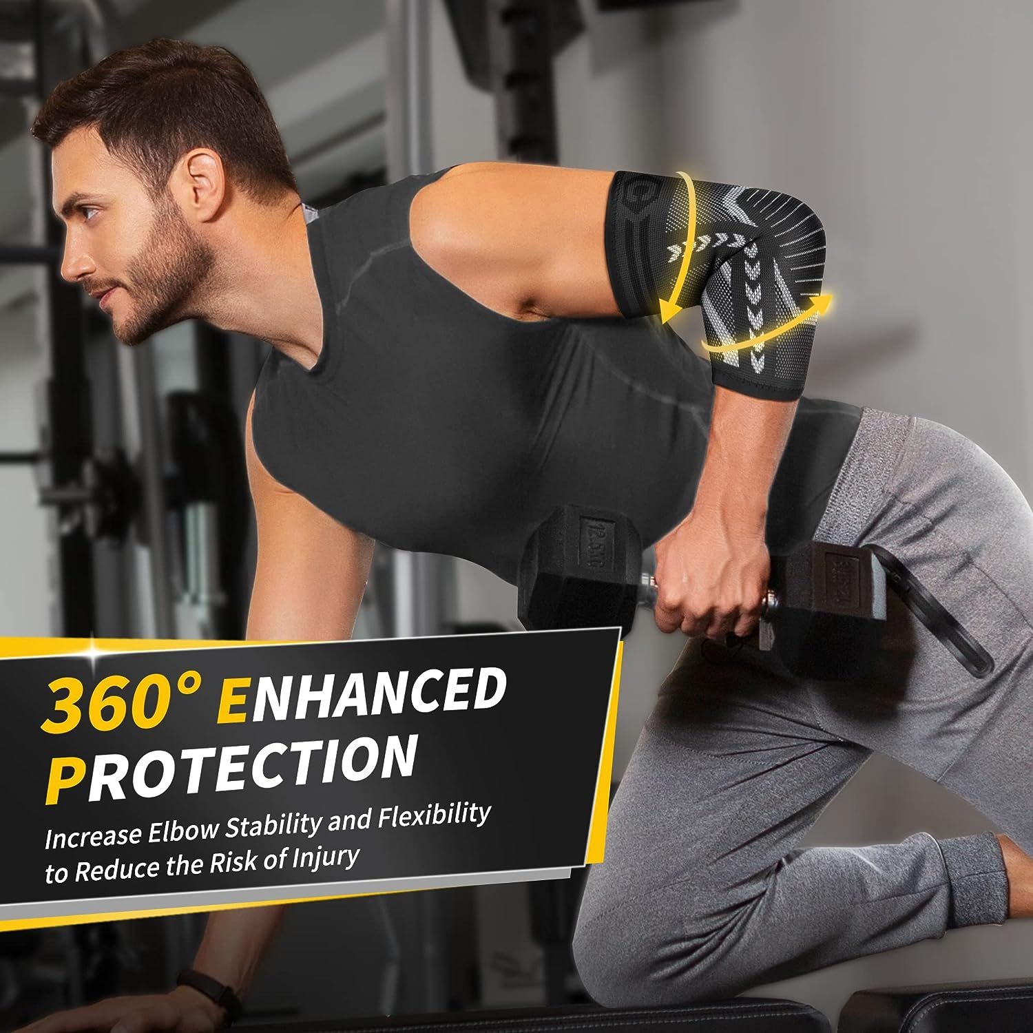 CAMBIVO Tennis Elbow Brace for Tendonitis and Tennis Elbow, Golfers Elbow, 2 Pack Arm Compression Sleeves for Women and Men, B&iacute;ceps Support Sleeve for Weightlifting, Basketball and Workout (Grey, L) image number 3