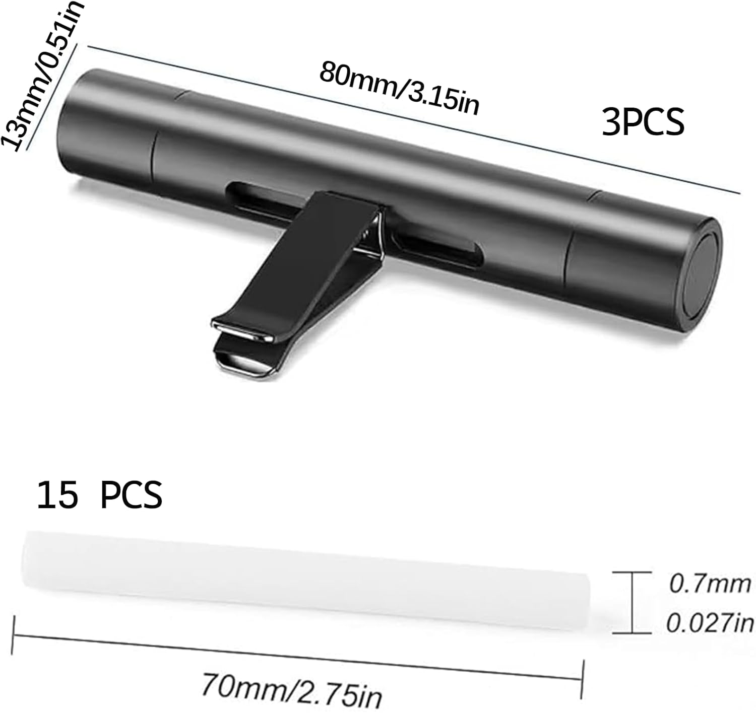 Yeanifeana Car Air Freshener Diffuser Vent Clip, 3 Pack with 15 Refill Sticks, Essential Oil Car Diffuser for Aromatherapy, Reusable Air Freshener for Cars (Black)