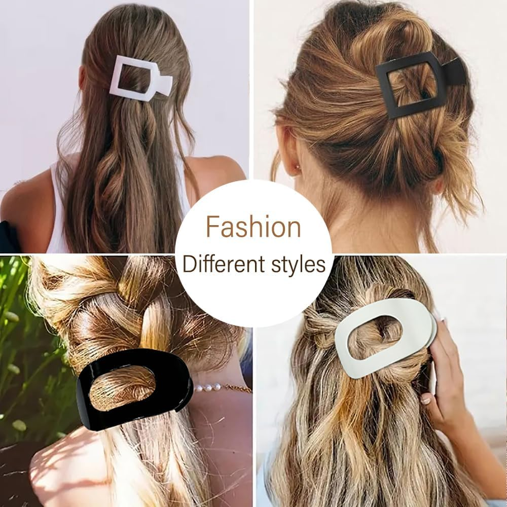 Square Flat Hair Claw Clips, 4Pcs Flat Square Hair Clips Square Flat Hair Claws,Square Flat Hair Claws Hair Clips,Medium Matte Lay Flat Hair Clips,Strong Hold Matte Claw Clips Lay Flat Claw Clips image number 4