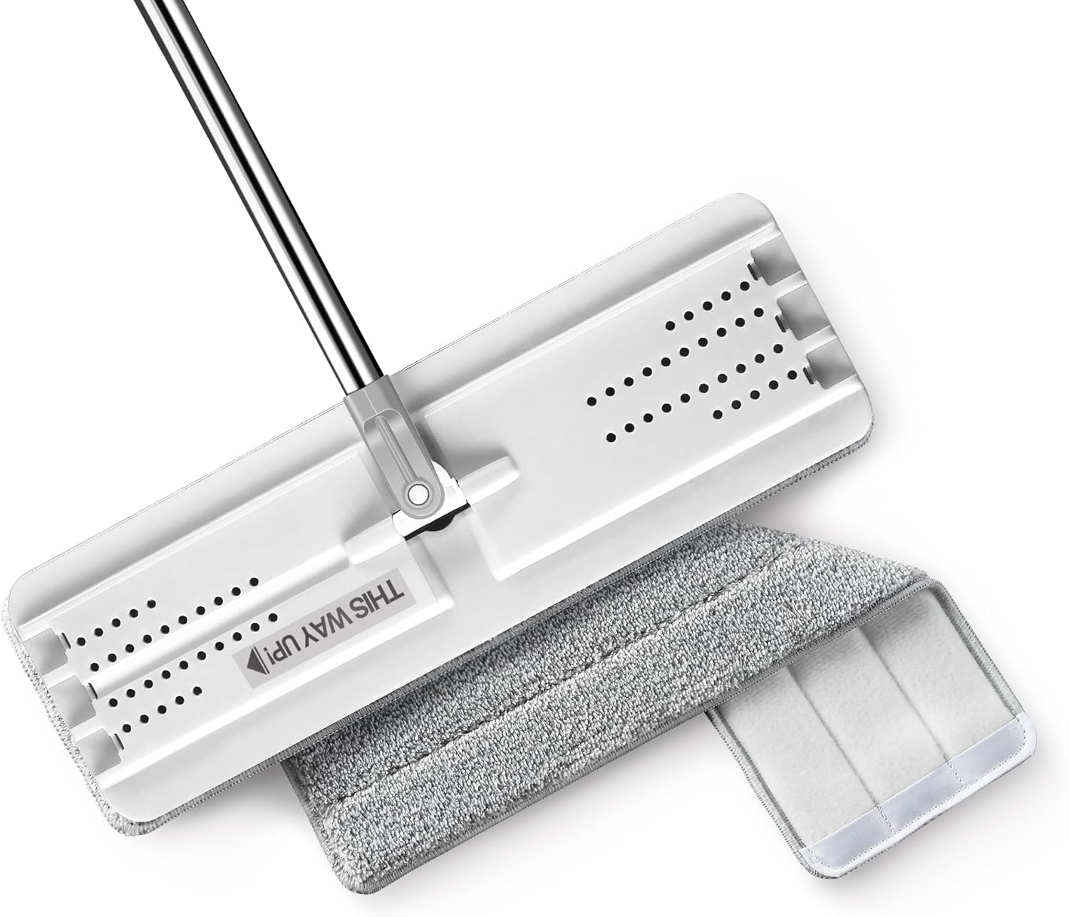 JOYMOOP Flat Mops, Microfiber Mop for Floor Cleaning and Wall Cleaner, 50" Mop Handle with Flexible 13" Flat Head with a Microfiber Mop Pad - White