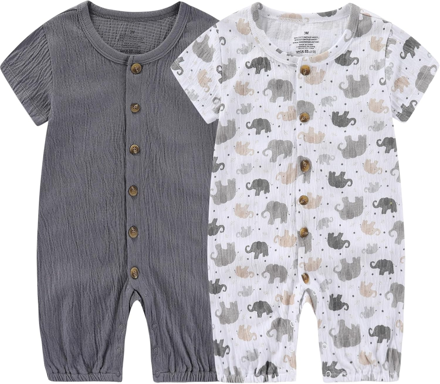 Ruliby Baby Romper Summer Breathable Infant Clothes Set 0-24 Month