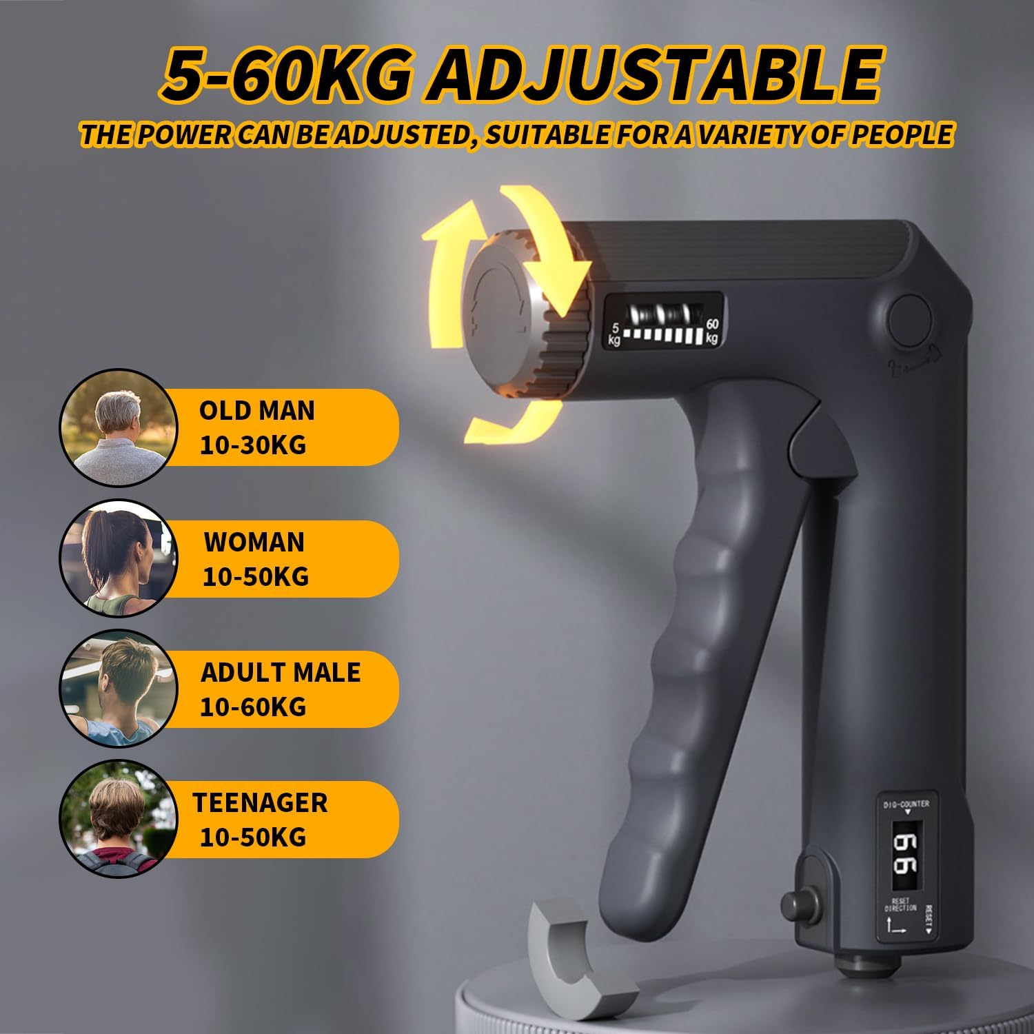 Hand Strength Trainer, Grip Strength Trainer Adjustable, Grip Trainer for Hand Training, Finger Trainer with Mechanical Counter, Hand Muscle Trainer with Two Training Modes, Grip Strength Trainer, image number 2