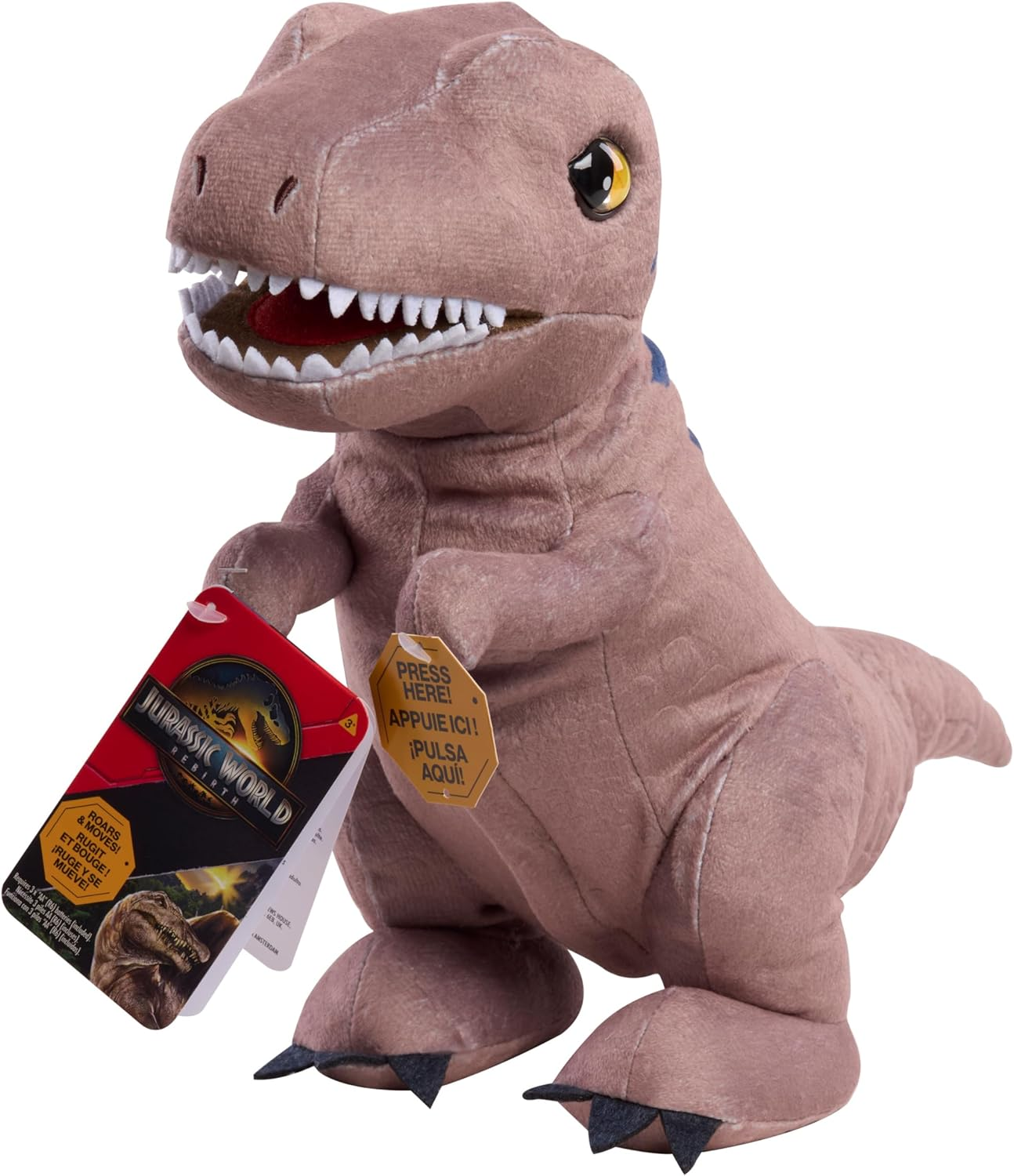 Jurassic World Rebirth Roaring T. Rex, 10.5 Inch Interactive Plush Dinosaur Toy, Boys and Girls Ages 3 and Up