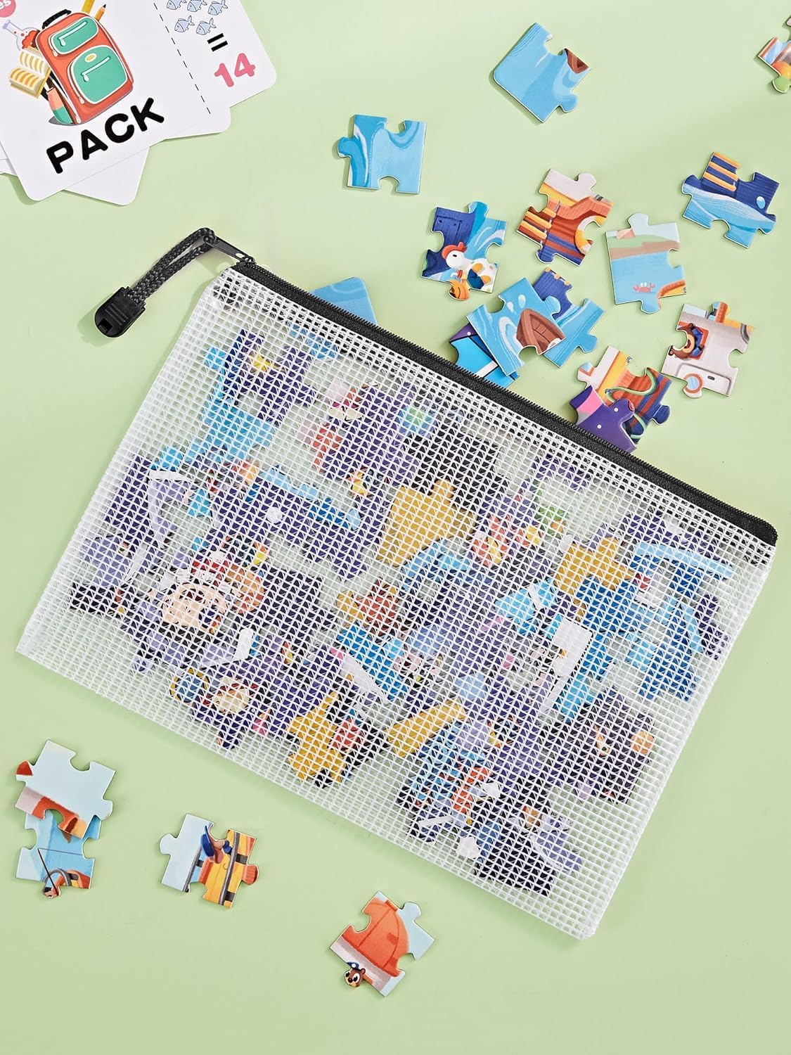 20 Pack Zipper Mesh Document Pouch, 6X9 Inch/A5, Plastic Water-Resistant File Bags, for School Office Supplies, Cosmetics Travel Storage,Black image number 4