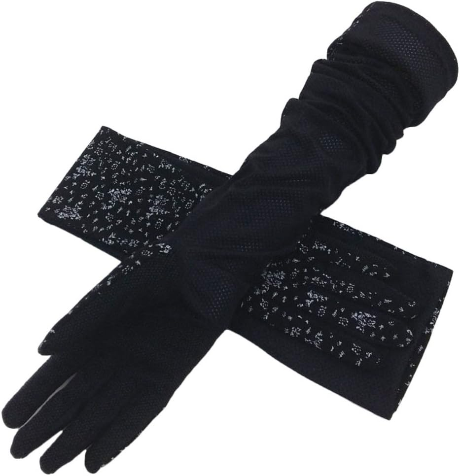 Womens Sunblock Long Driving Gloves Cotton UV Sun Protection Full Finger Gloves Arm Sleeve Cover - Grey image number 5