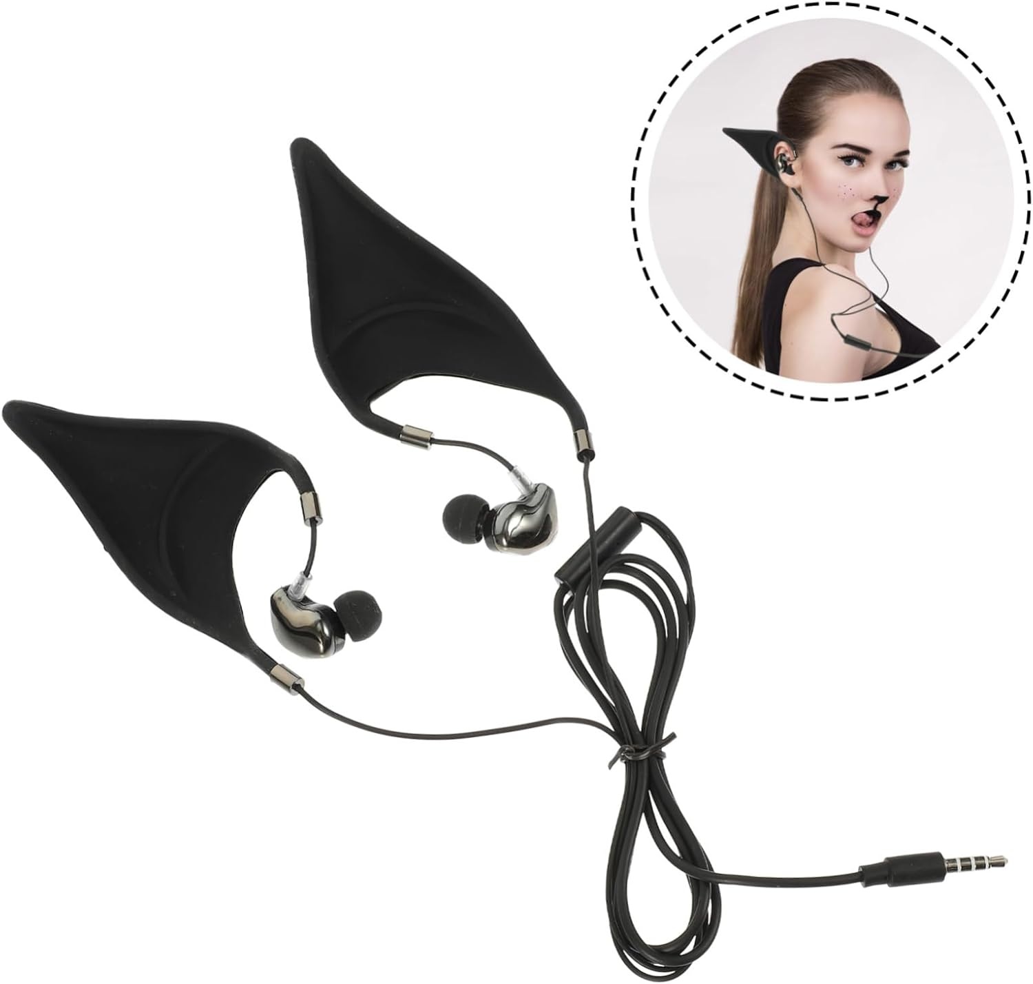 OKUMEYR Elf Ear Headphones In-Ear Earphone Microphone for Phone Tablet Wired Design for Running and Boys and Girls image number 6