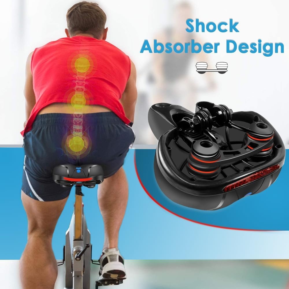 WOTOW Comfort Bike Seat, Replacement Soft Padded Bicycle Saddle High Density Memory Foam Double Shock Absorbing Rubber Suspension Universal Fit for Women'S Men'S Bikes image number 4