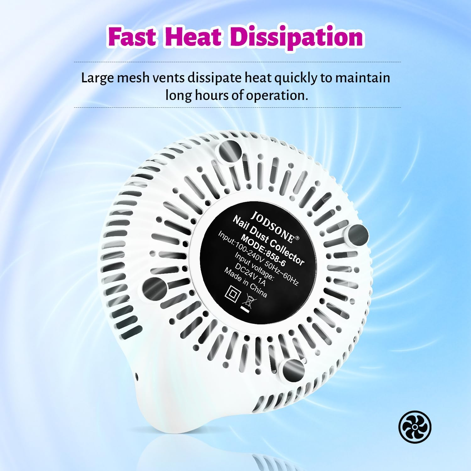 JODSONE 80W Nail Dust Collector Compact Vacuum Fan Efficient Dusting round Nail Duster Must-Have for Manicures, Manicure Pedicure Tool for Acrylic Nail Polishing image number 2