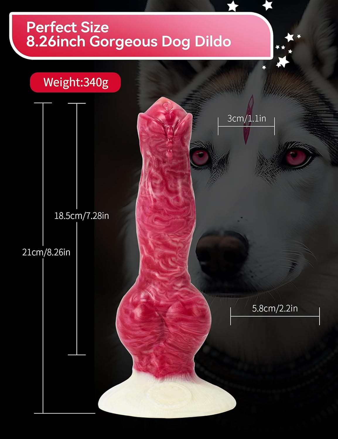 Realistic Dog Dildo with Knot for Beginners, 8.26 Inches Pink Silicone Suction Cup Butt Plug Sensory Toys Dildo for Women Lesbian and Men Couples image number 1