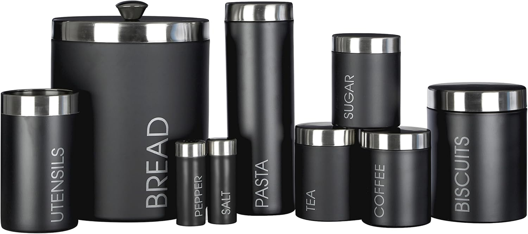 Premier Housewares Liberty Tea, Coffee and Sugar Canisters - Set of 3, Black image number 1