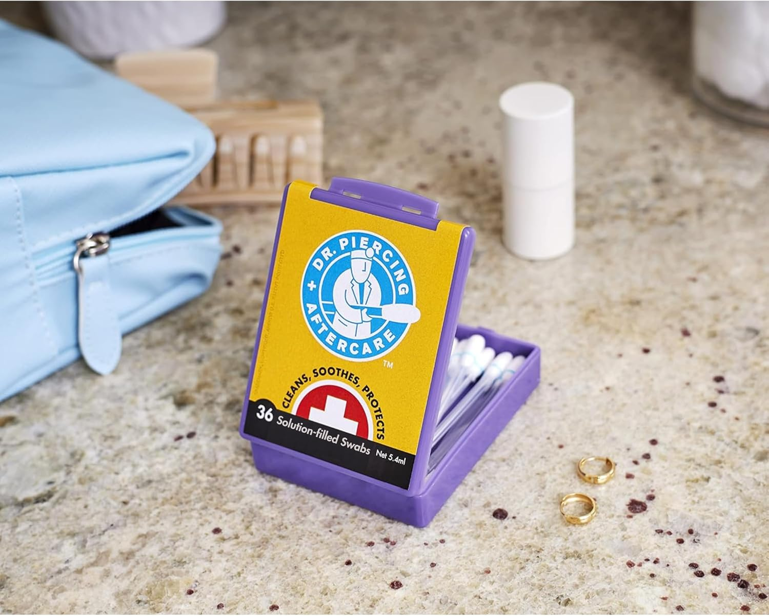 Dr. Piercing Aftercare Swabs &ndash; Piercing Bump Saline Solution for Cleansing Earring, Nose, Belly, and Ear Piercings &ndash; Gentle Saline Wash for a Refreshing Experience &ndash; 72 Easy-To-Use Swabs (2-Pack) image number 5