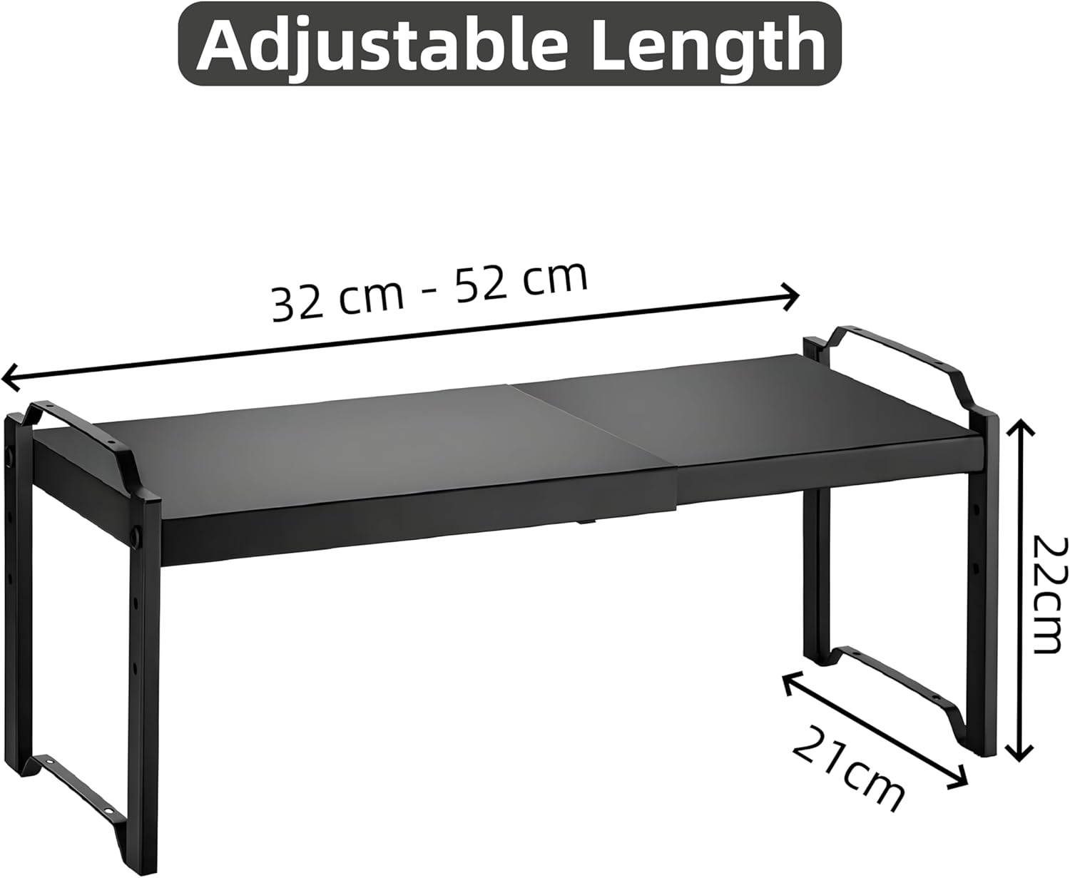 FORYUSE Set of 2 Stackable Cabinet Shelf Expandable Kitchen Storage Countertop Metal Organizer Adjustable Counter Shelves Cupboard Pantry Rack Stand image number 1
