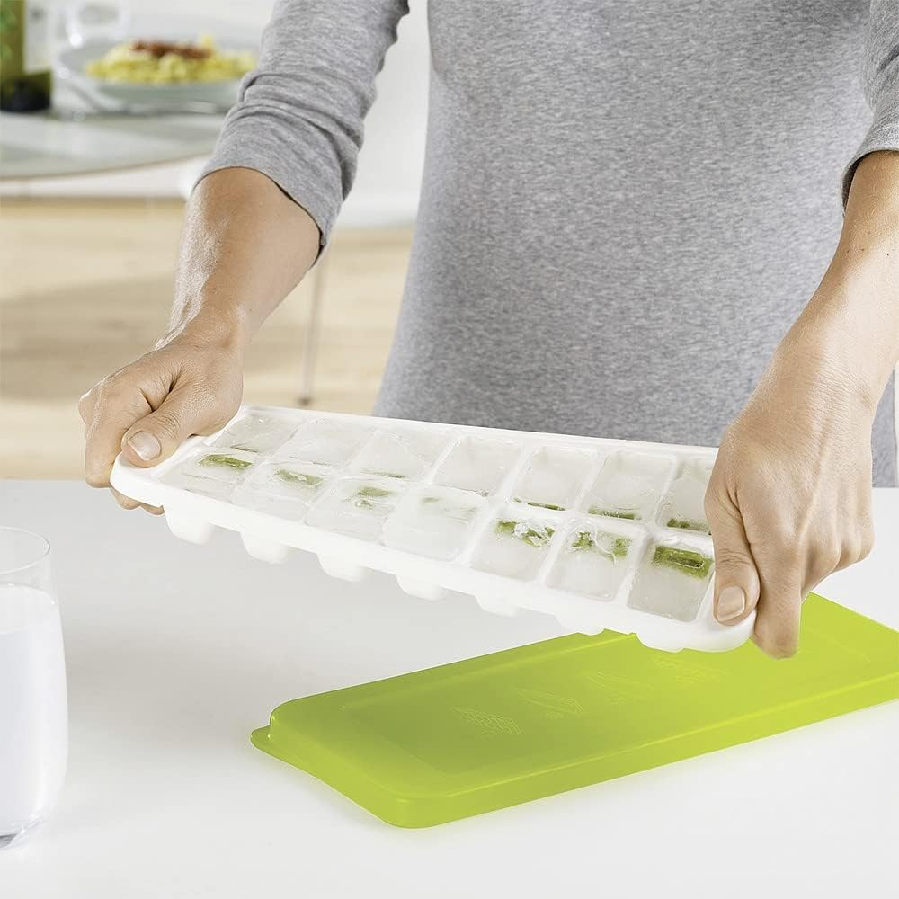 Joseph Joseph Quicksnap plus Easy Release Ice-Cube Tray with Stackable Lid - Green,White/Green image number 3