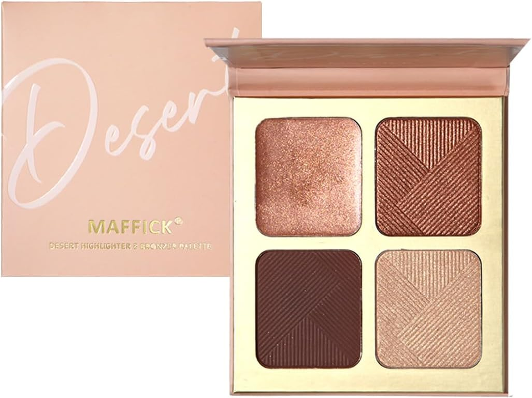 Maffick Highlight and Contour Palette: Nose, Face & Eye Shadow Compact for Sculpting, Illuminating, and Beautifying the Skin Tone (01) image number 4