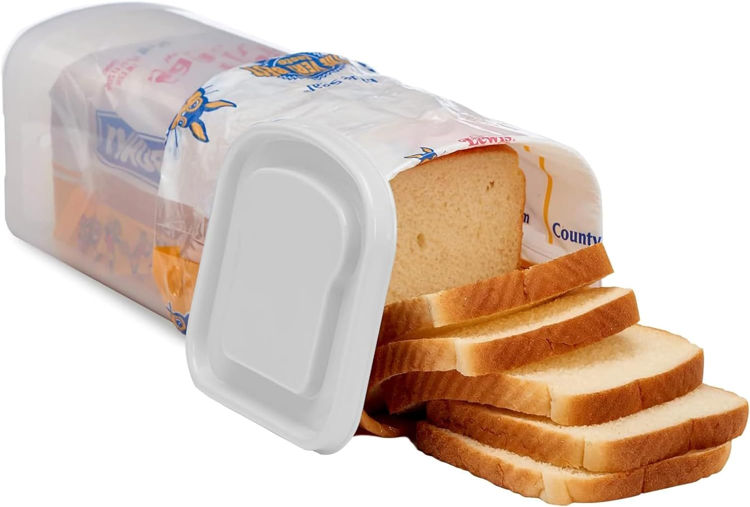 NDBOX Bread Container | Plastic Bread Box | Loaf Bread Storage | Sandwich Dispenser | Sliced Bread Saver Keeper (White Lid 1Pc)