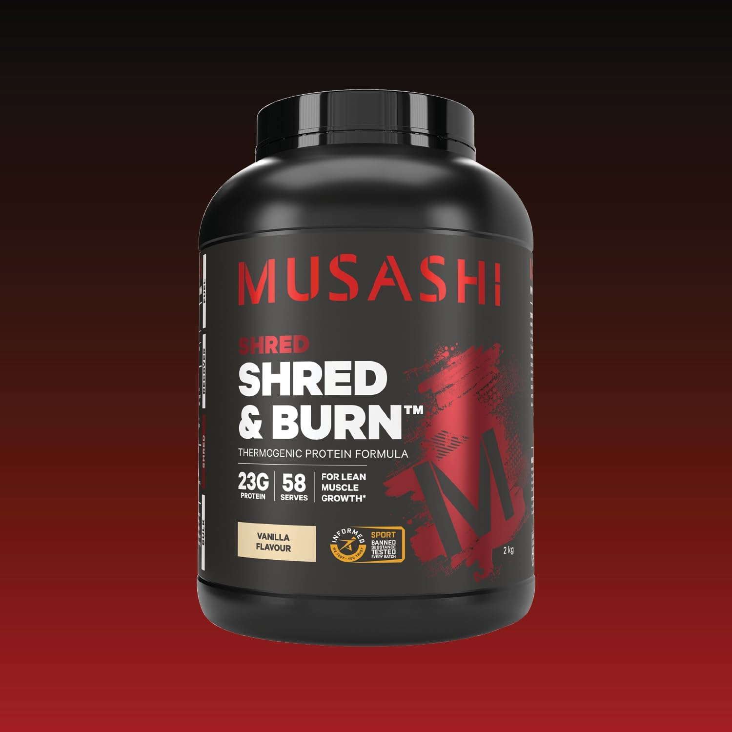 Musashi Shred and Burn Protein Powder, Vanilla Flavour, 2Kg &ndash; High Protein, Thermogenic Formula with L-Carnitine & Green Tea for Lean Muscle & Fat Metabolism image number 3