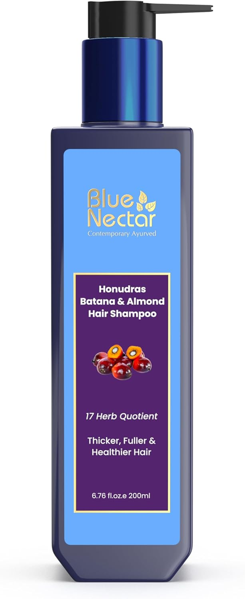 Blue Nectar Batana & Almond Hair Shampoo for Thicker & Fuller Hair | Sulphate Free | All Hair Types (17 Herbs, 200Ml) image number 1