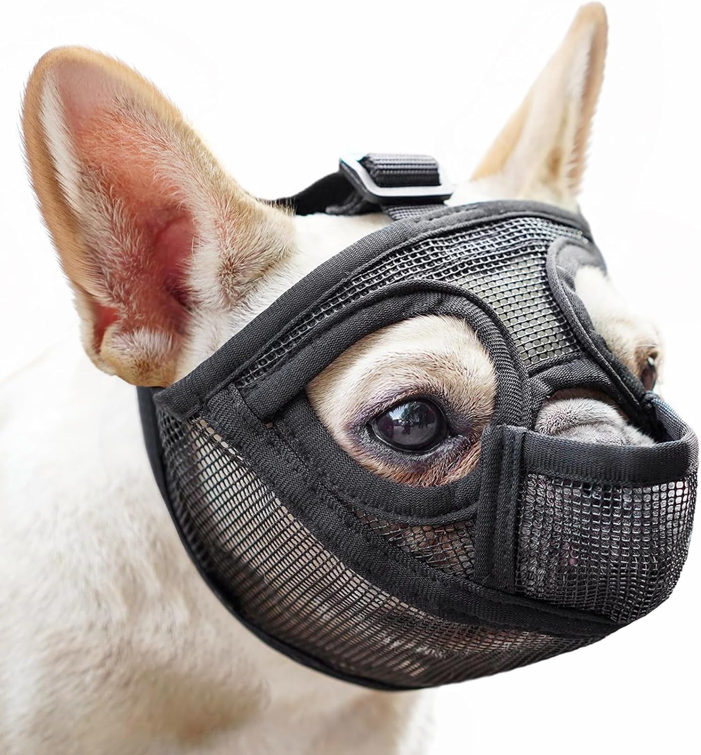 Mayerzon Short Snout Dog Muzzle, French Bulldog Muzzle with Tongue Out Design to Prevent Eating Biting Licking, Mesh Dog Muzzle for Shih Tzu Pug English Bulldog, Breathable Muzzle for Grooming Walking image number 6