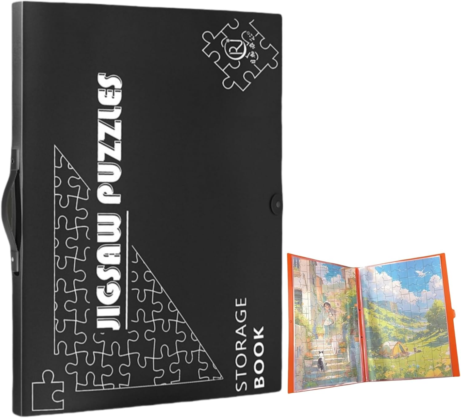 Large Puzzle Storage Folder 1000-Piece Puzzle Storage Keeper with 10/20 Pages Side Insertion Puzzle Organizer Album Saver for Valentine Day Gift (Black1,20Pages)