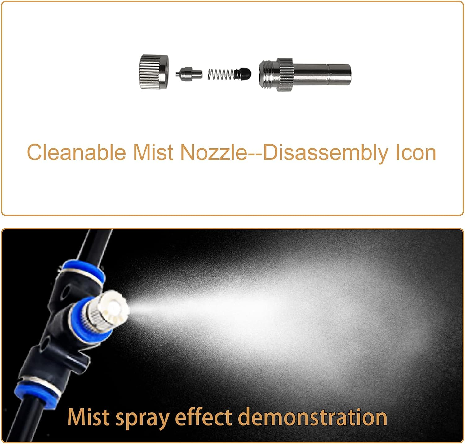 Misting Nozzles, Outdoor Misting Cooling System Nozzles for Patio Garden Umbrellas Fan, 1/4-Inch Orifice, 5Pcs Stainless Steel Mist Nozzles