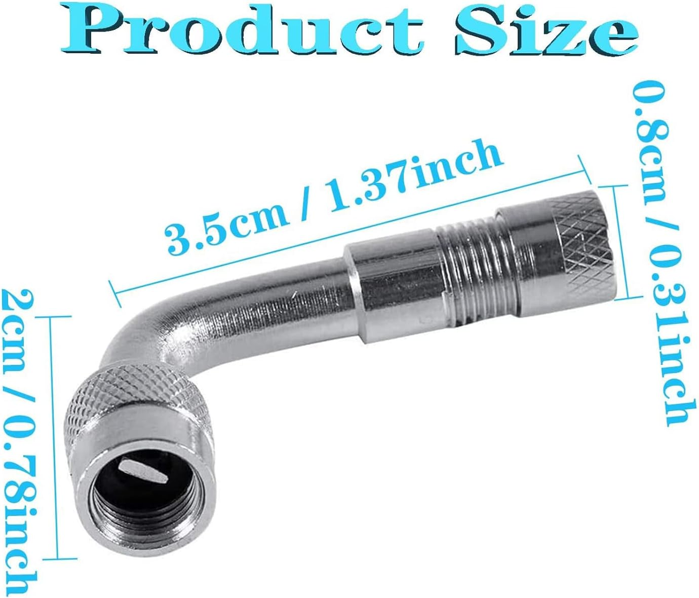 YUENTOEN 4 Pieces Tire Valve Extension, 90 Degree Valve Extender, Universal Brass Curved Tire Air Valve Stem Extension with Valve Cap for Car, Motorcycle, Truck and Bicycle image number 6