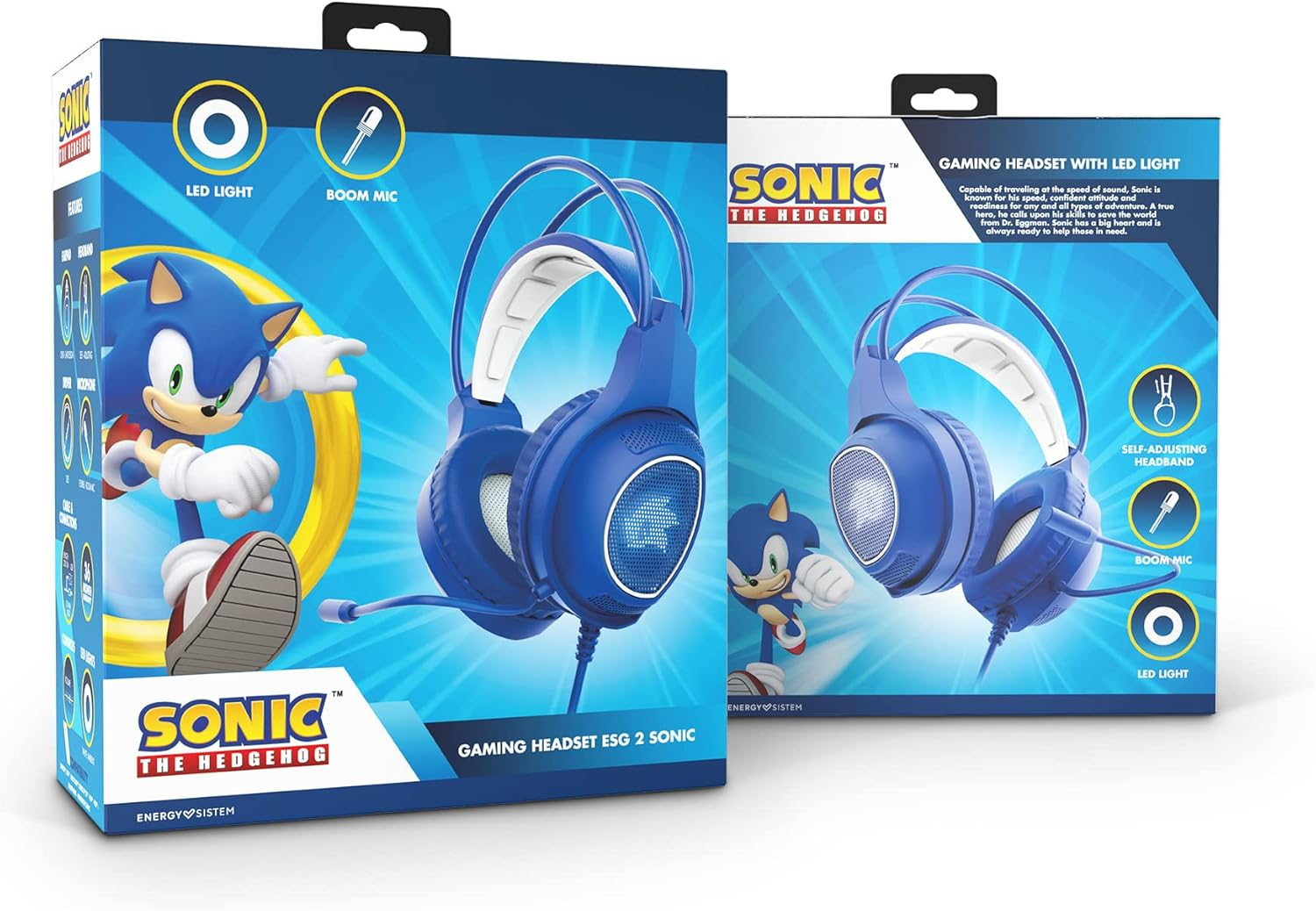 Energy Sistem Gaming Headset ESG 2 Sonic Headphones with LED Light, Boom Mic, Volume Control, Adjustable Headband image number 1