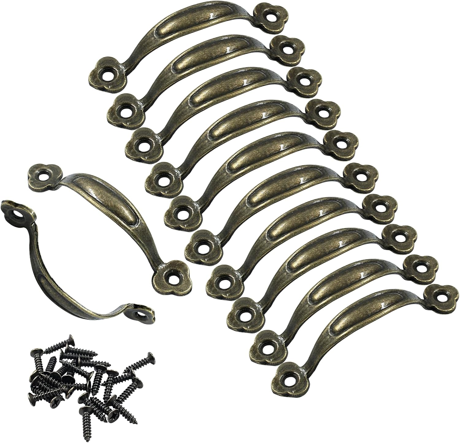 Hitefu 12Pcs 3 Inch Rustic Barn Door Handles, Bronze Vintage Metal Gate Pull Handle 2.6 Inch Hole to Hole, Plum Blossom Zinc Alloy Furniture Handle for Cabinet Garage Closet Drawer Cupboard Wardrobes image number 6