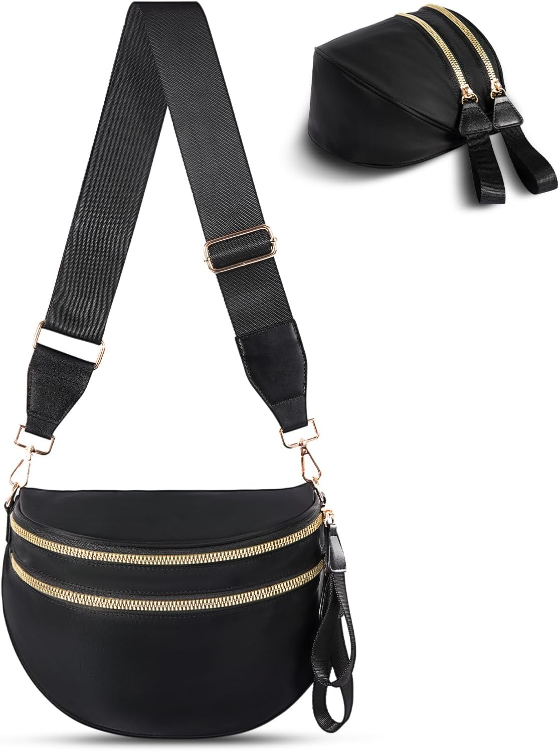 Bum Bag, Sling Bag for Women, Belt Chest Checkered Crossbody Bags, Spacious Nylon Purse Fanny Waist Packs with Shoulder Strap