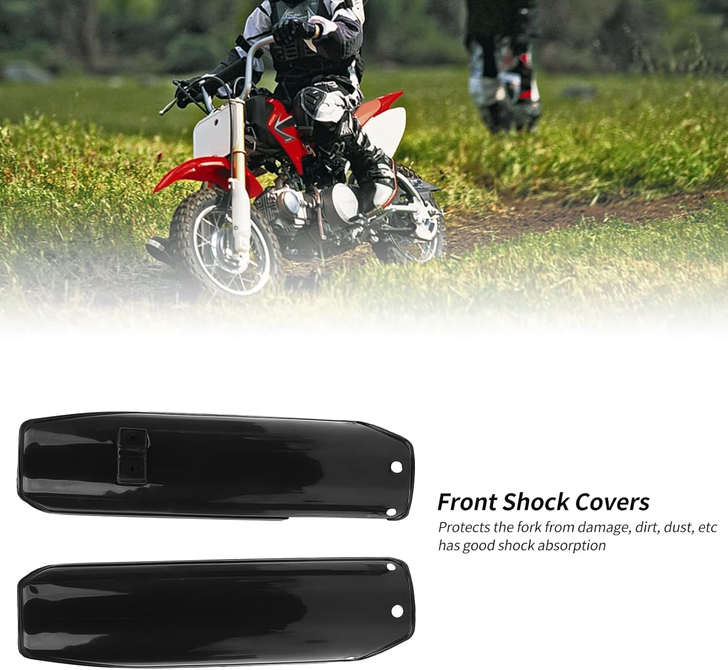 Front Fork Guards, CRF50 CRF70 CRF80 Fork Guards Cover, Protects from Damage, Dirt, Dust. High Strength Plastic Material with Good Shock Absorption, Stringently Manufactured To image number 1