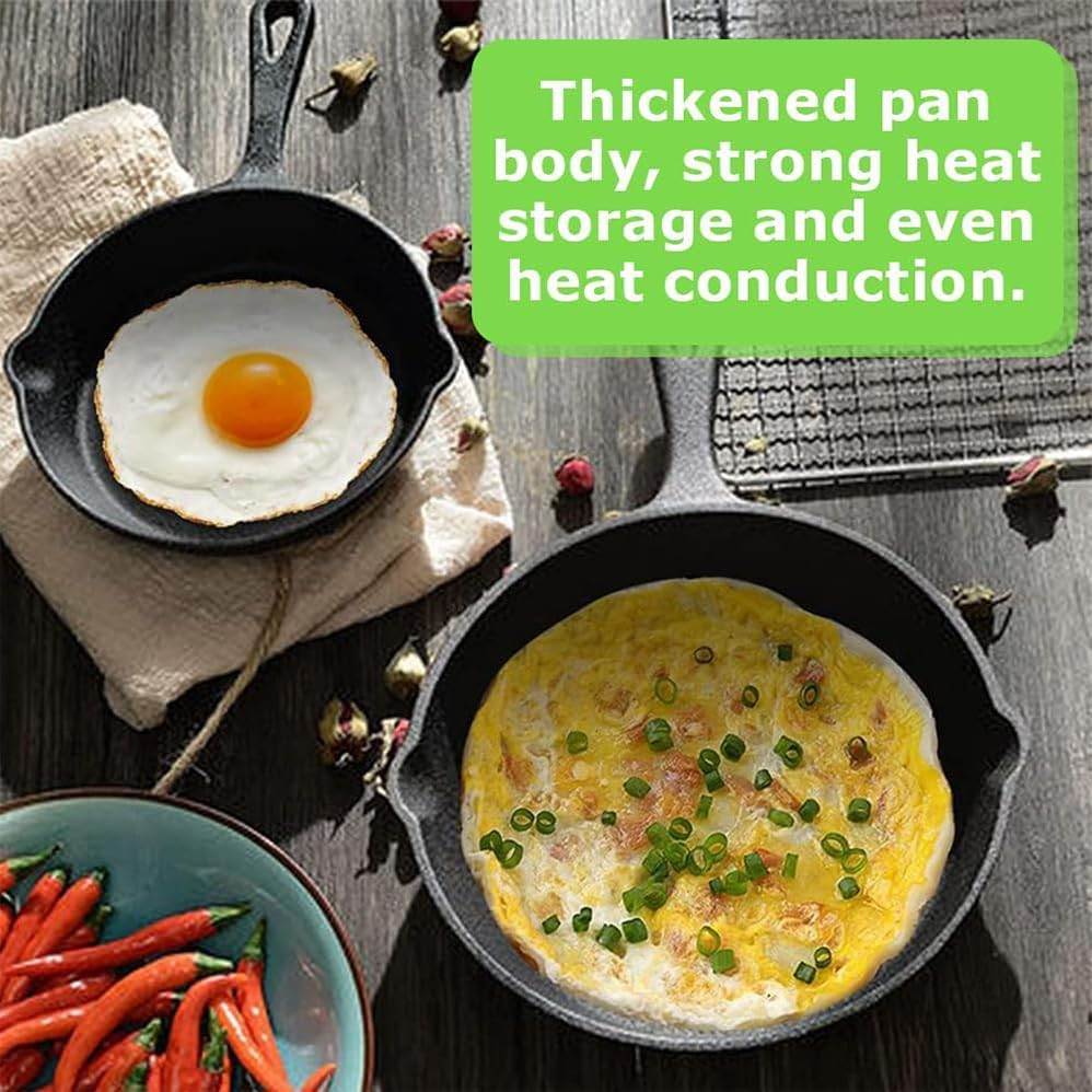 Betterlifewj 3 Pcs Non Stick Frying Pan, Cast Iron Pan, Black Cast Iron Skillet,Cast Iron Cookware,Pans Cookware Set for Frying,Saute,Cooking, Pizza,Steak,Or Pancake and More