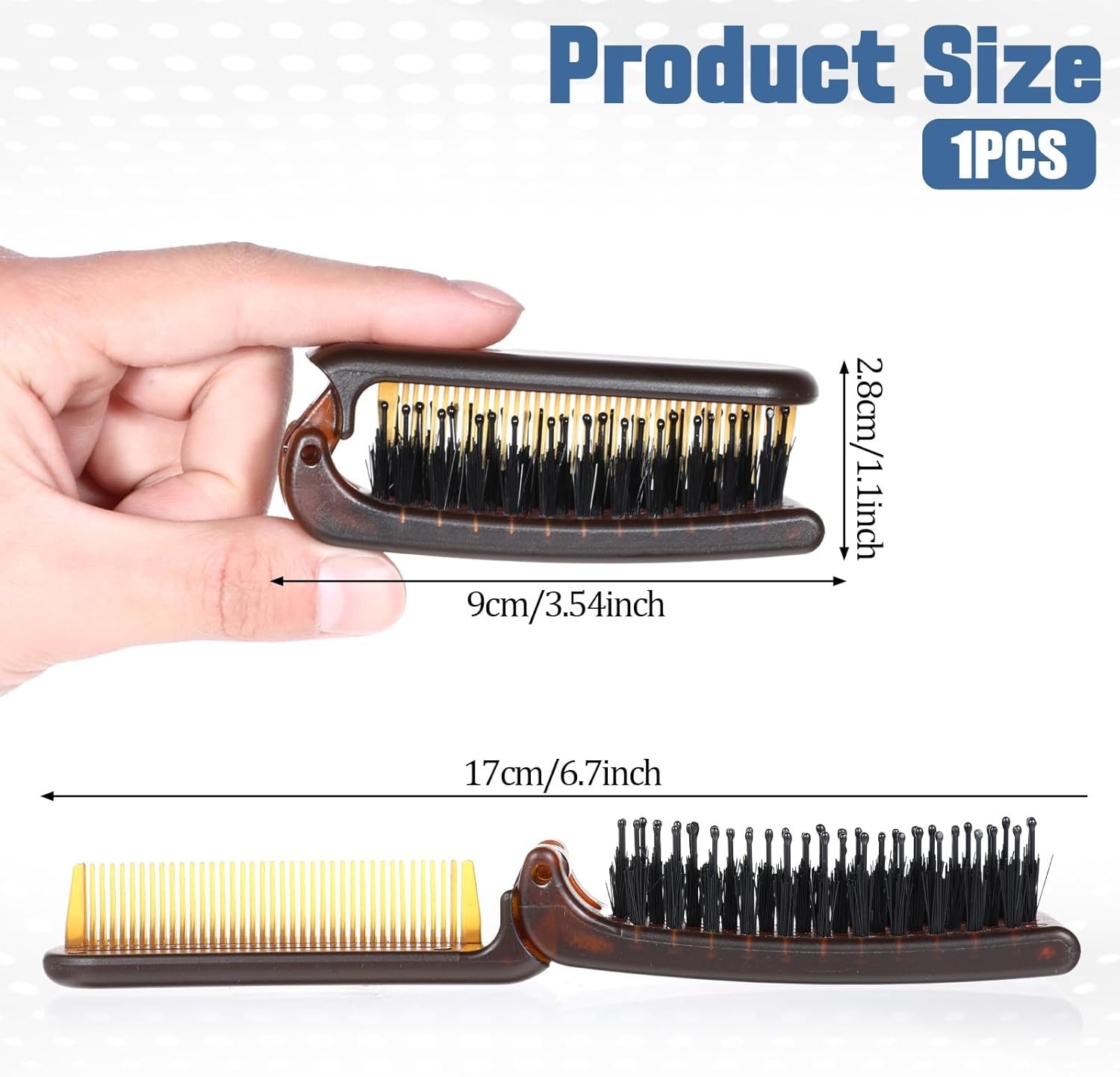 Travel Folding Hair Brush, Collapsible Portable Pocket Nylon Bristle Hairbrush with Fine Tooth Comb Mini Wet Hair Brush for Men and Women Kids Thick Thin Curly Straight Hair, Restore Shine image number 5