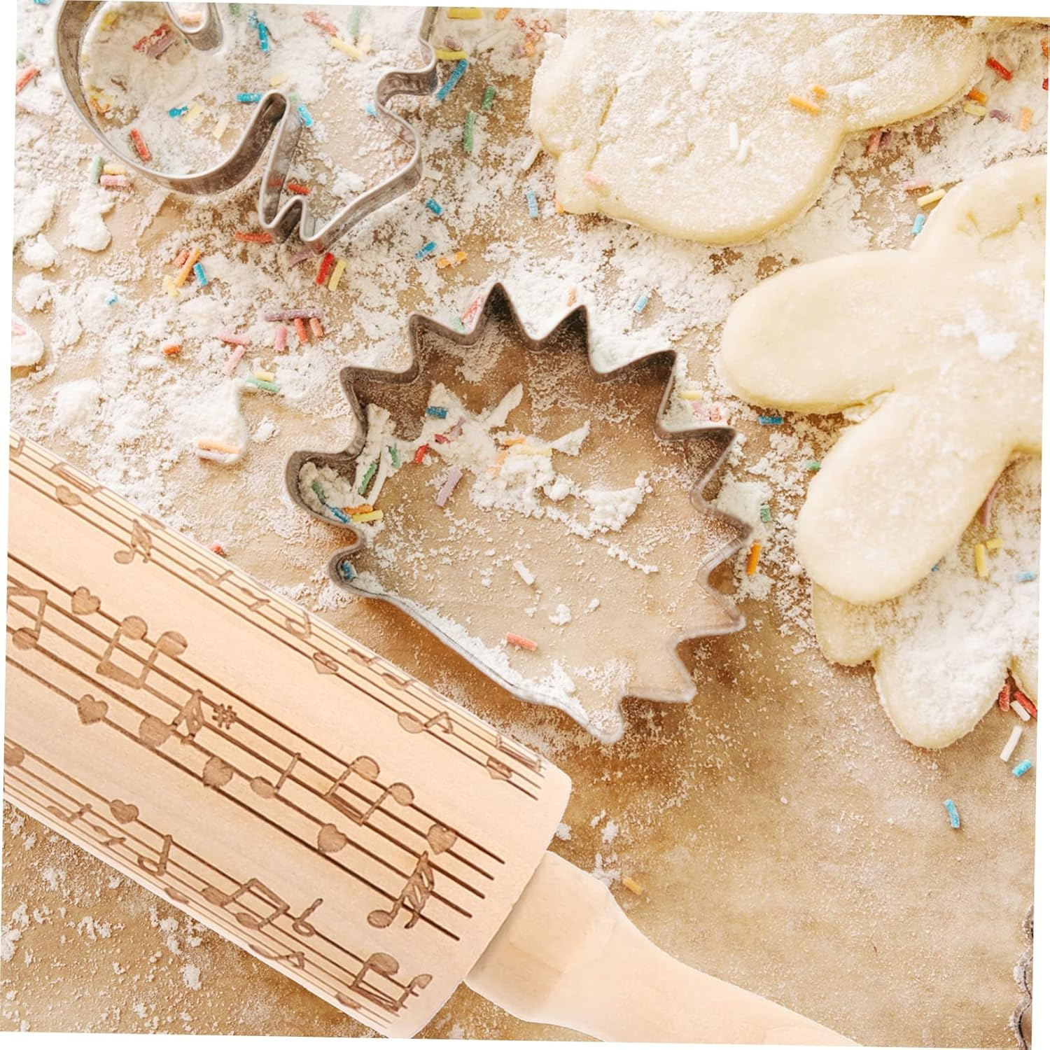 5Pcs Non-Stick Wooden Dough Roller Multi-Use Rolling Pin for Baking Dough Pressing Tool for Pasta Making and Kitchen Use