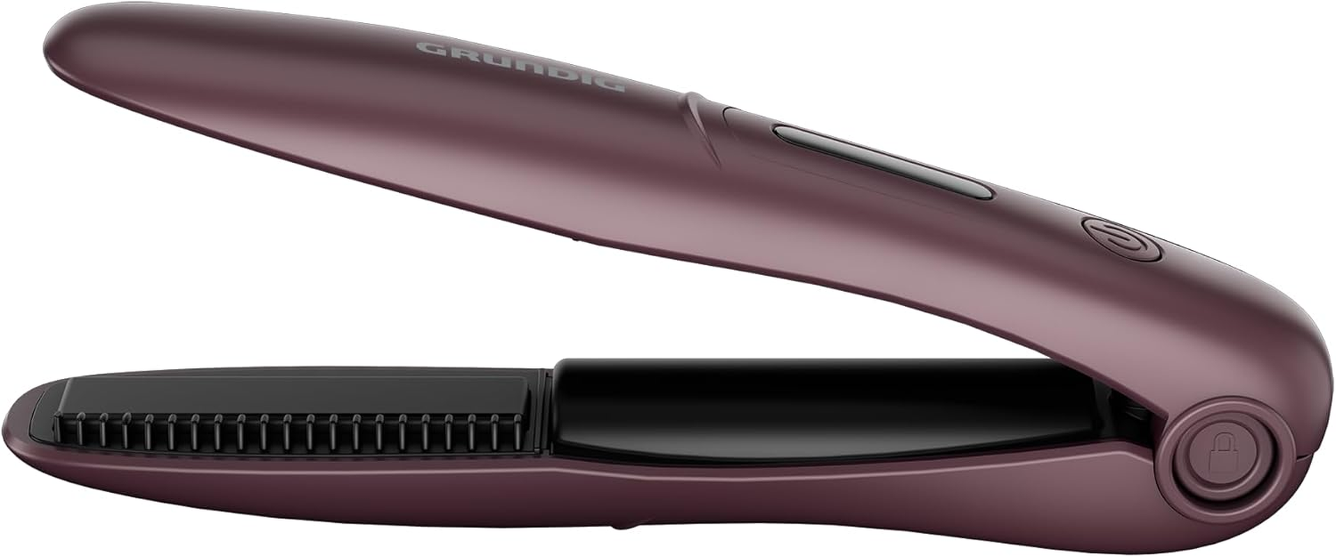 Grundig HS 6330 Mini Hair Straightener, Travel Straightener, 3 Temperature Levels (160/180/200&deg;C), Small Plates, Ceramic Coating, LE Display, up to 32 Minutes Operating Time, Safety Shut-Off, Purple image number 1