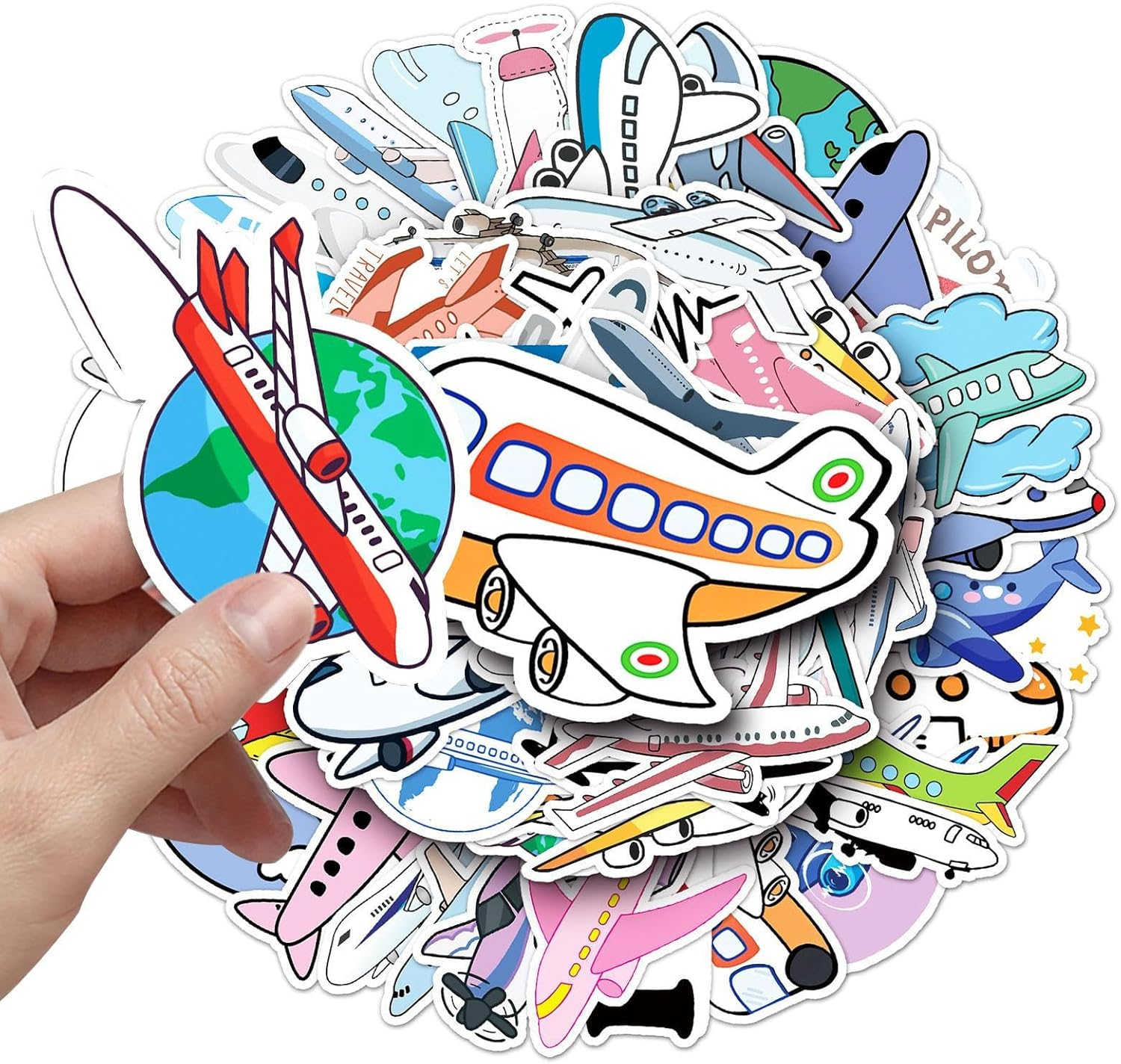 Airplane Water Bottle Stickers - Waterproof Aircraft Laptop Decals,Kids Airplane Toy Decorative Sticker for Refrigerator Luggage Laptop, Airplane Related Gifts Borato image number 4