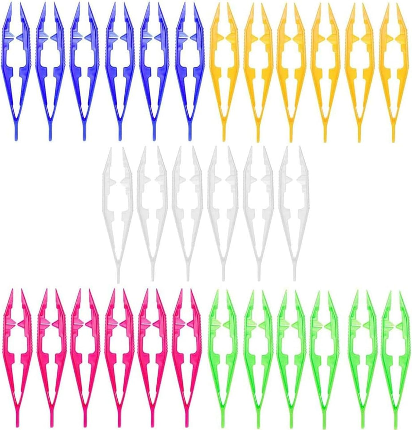UKKQES 30PCS Plastic Tweezers 5 Assorted Colors Craft Forceps Tools for Handmade DIY Creative Beading Projects Jewelry Making Kids Adult Home Classroom School image number 2