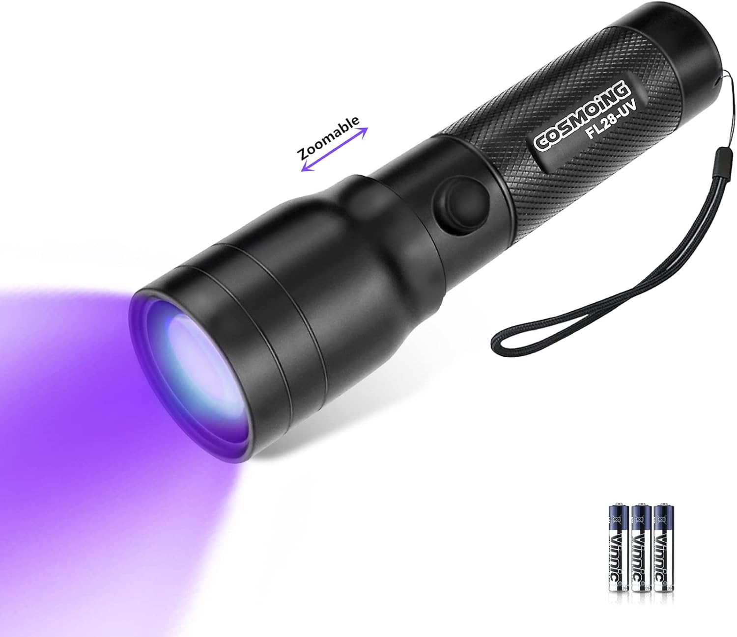 Geekhigh UV Torch 395 Nm Zoomable Pen Black Light Torch with 3AAA Battery Ultraviolet Torch Pet Urine Detector for Cat Dog Stains, Bed Bugs, Household Toilet image number 3