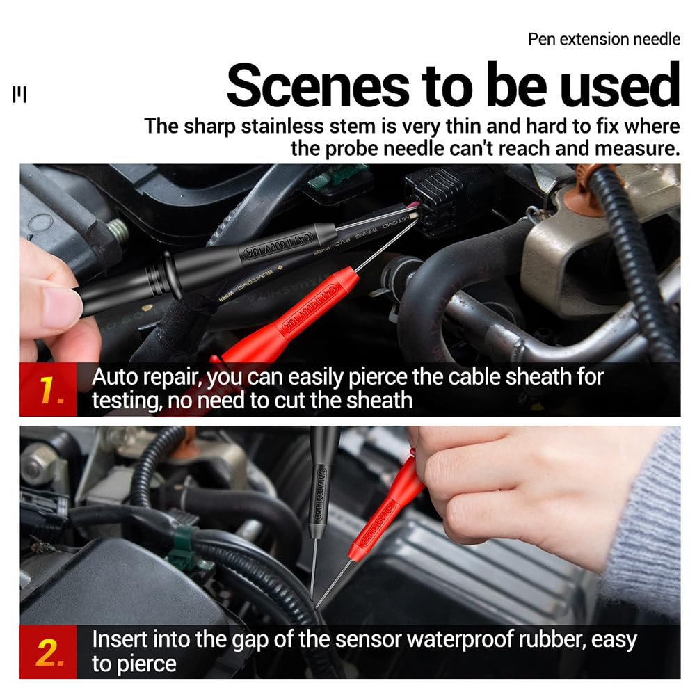 Angoily 2 Pairs Multimeter Back Probe Kit Probe for Car Test Probes and Leads Piecing Kit Probe for Automotive Nickel-Plated Brass Tool 10A image number 1