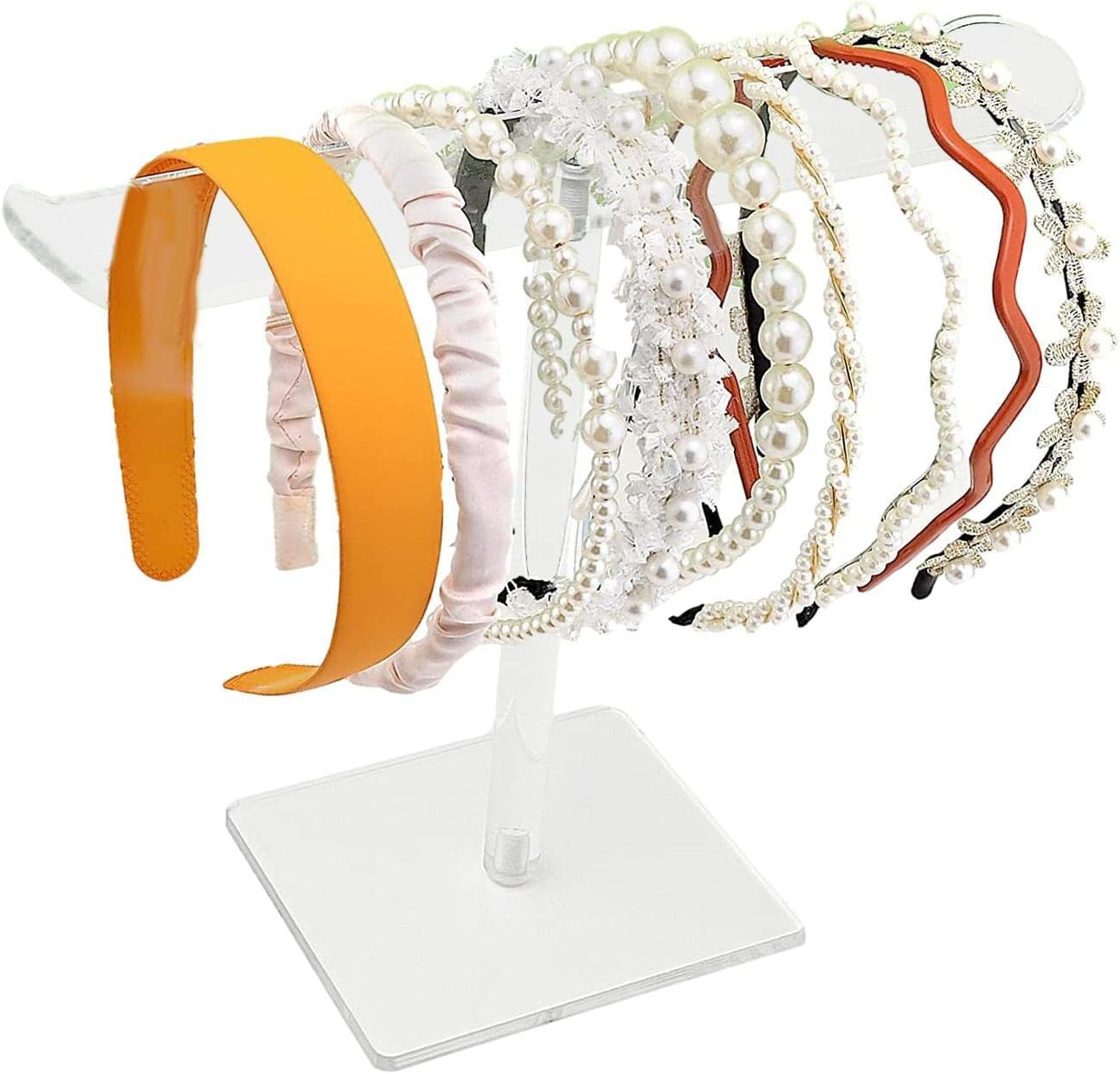 Acrylic Headband Holder,Simple Acrylic Headband Storage Rack with Bending Design | Multifunctional Headband Storage Clear Rack for Headband Jewelry Hair image number 4