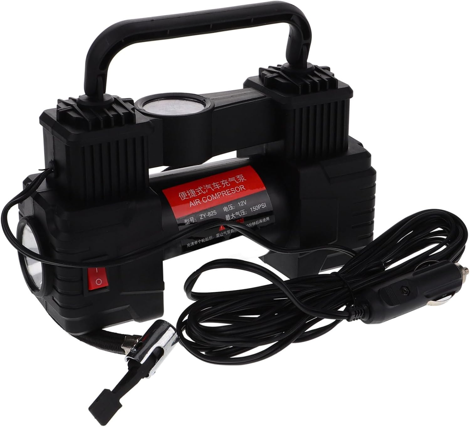 COMPUKAS Portable Car Air Pump Compact Tire Inflator Pressure Gauge for Quick Inflation of Automotive for Go Use