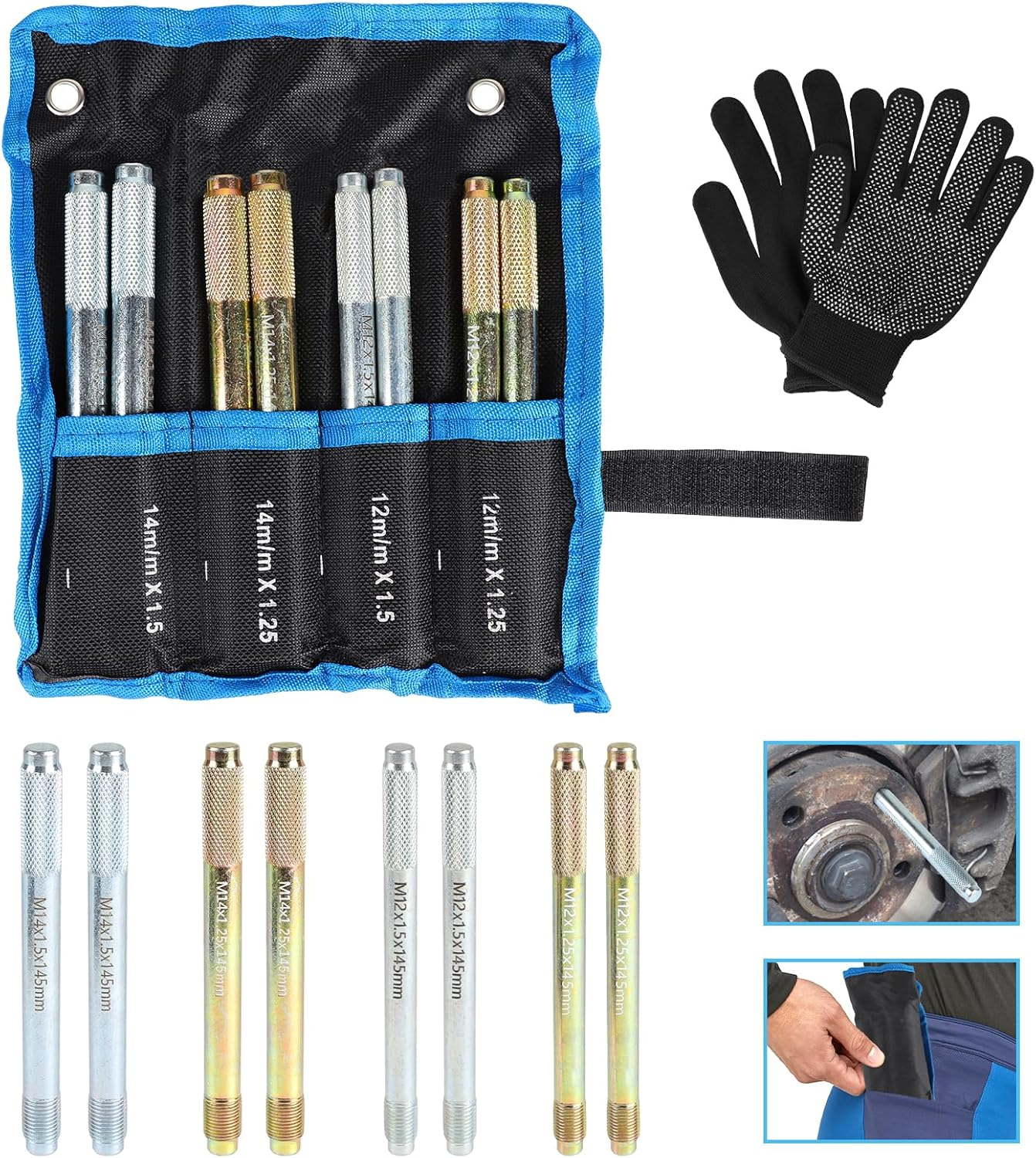 Wheel Mounting Aid Fixing Bolts M12 X 1.25, M12 X 1.5, M14 X 1.25, M14 X 1.5 Car Tool Set, Wheel Mounting Aid, Tyre Assembly Tool, Stainless Steel Wheel Alignment Pin, Car Assembly Aid image number 3