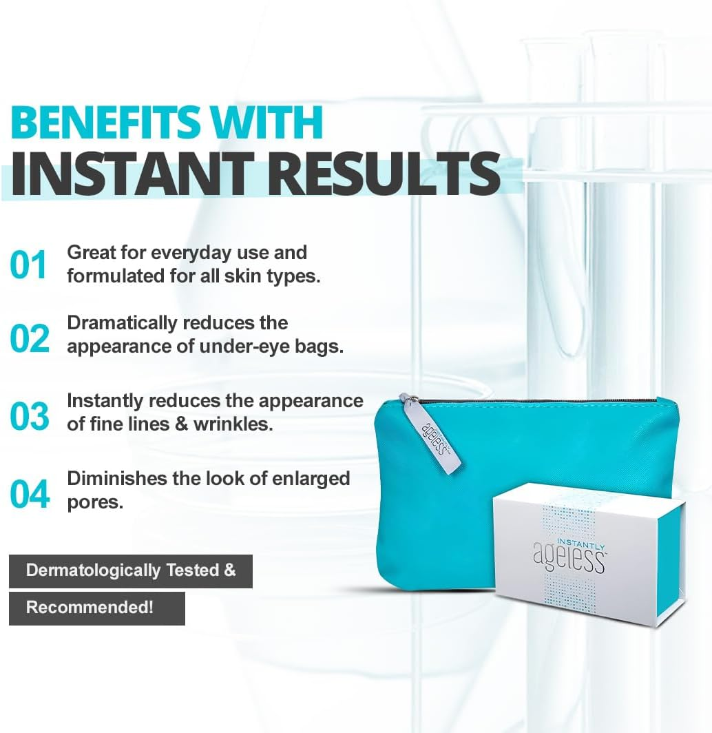 Jeunesse Instantly Ageless 25 Vials W/Free Makeup Bag | Instantly Ageless 25 Vial Box Set with FREE FULL SIZE Quest Makeup Bag image number 1